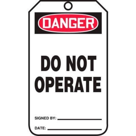 ACCUFORM Accuform Danger Do Not Operate Tag, PF-Cardstock, 25/Pack MDT189CTP